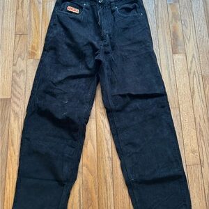 Empyre Black Corduroy Straight-Leg Pants with Patch Detail